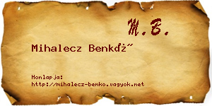 Mihalecz Benkő névjegykártya